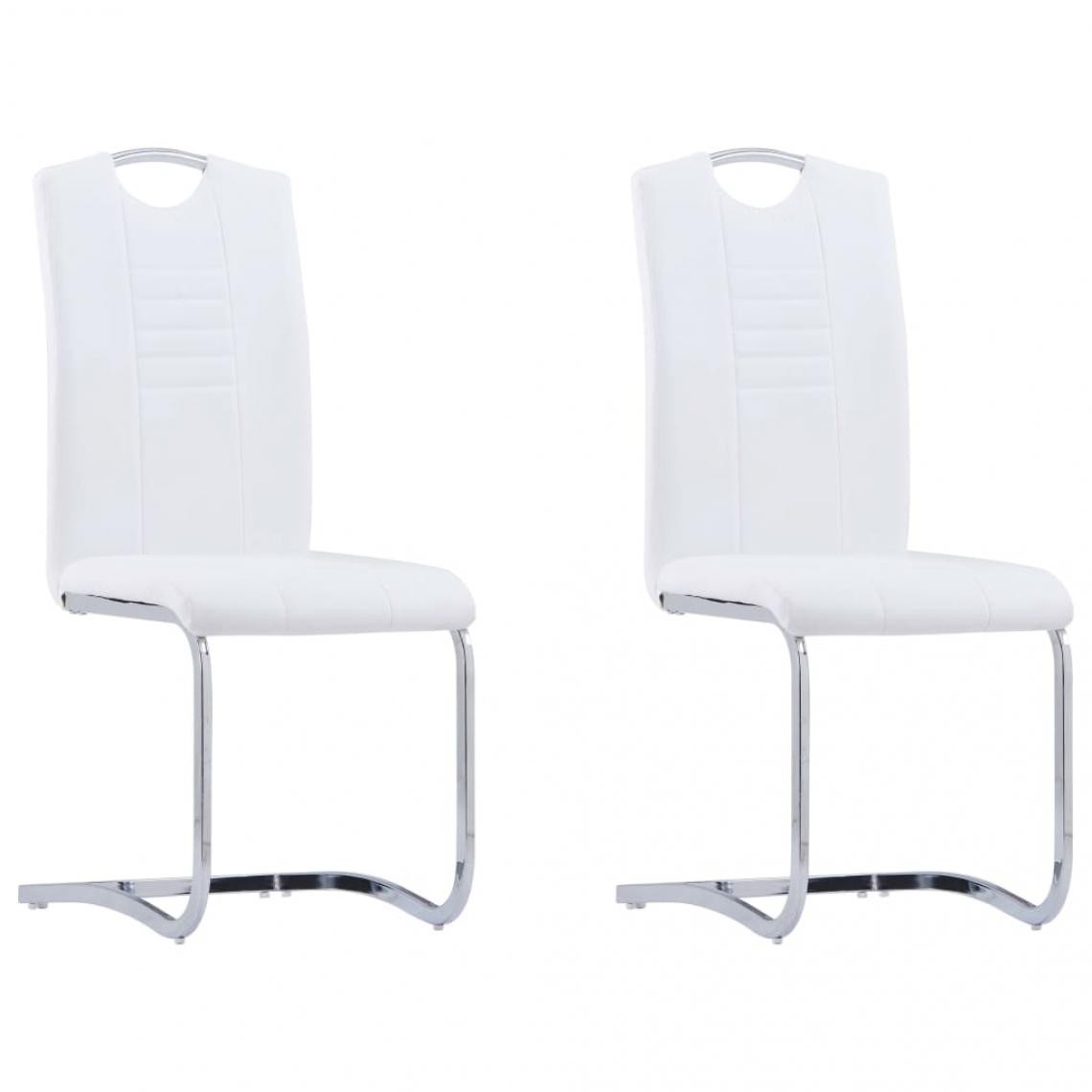 Decoshop26 - Lot de 2 chaises de salle à manger cuisine cantilever design moderne similicuir blanc CDS020304 - Chaises