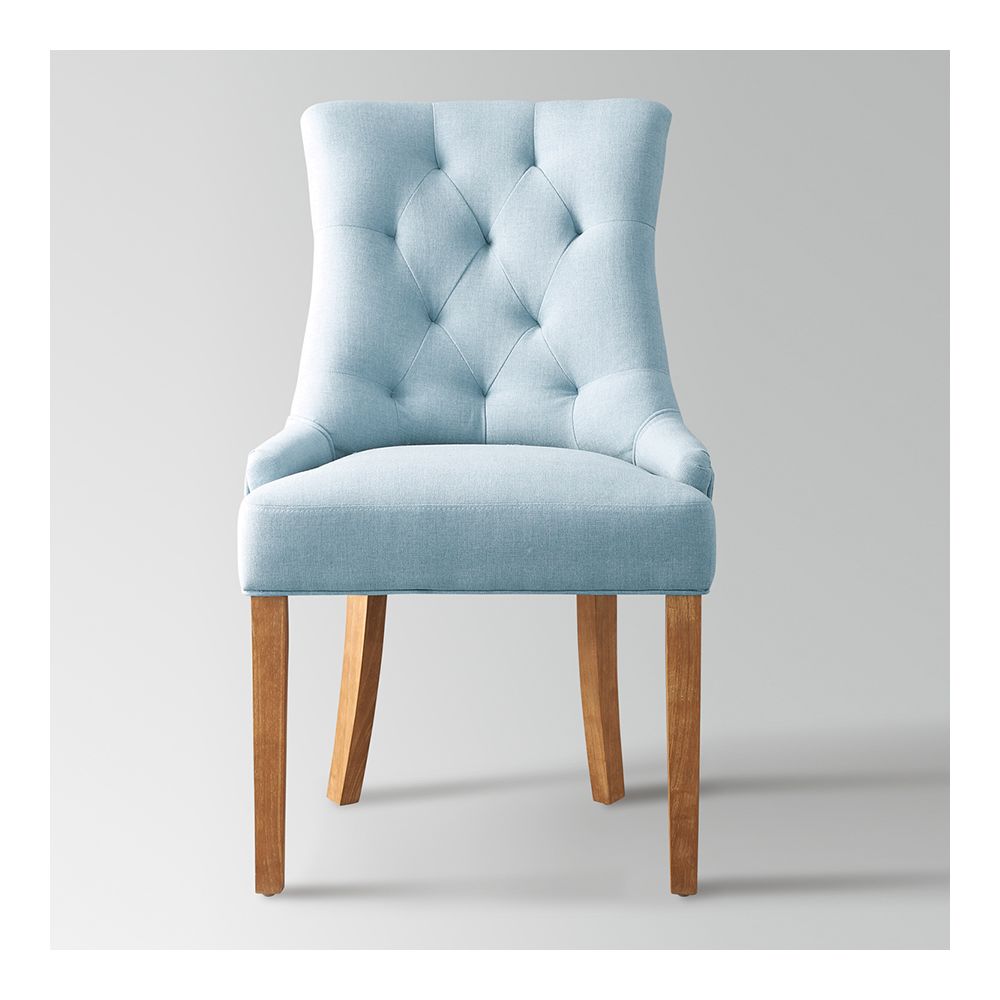 Nouvomeuble - Chaise en tissu bleu et bois ANGELINA - Chaises