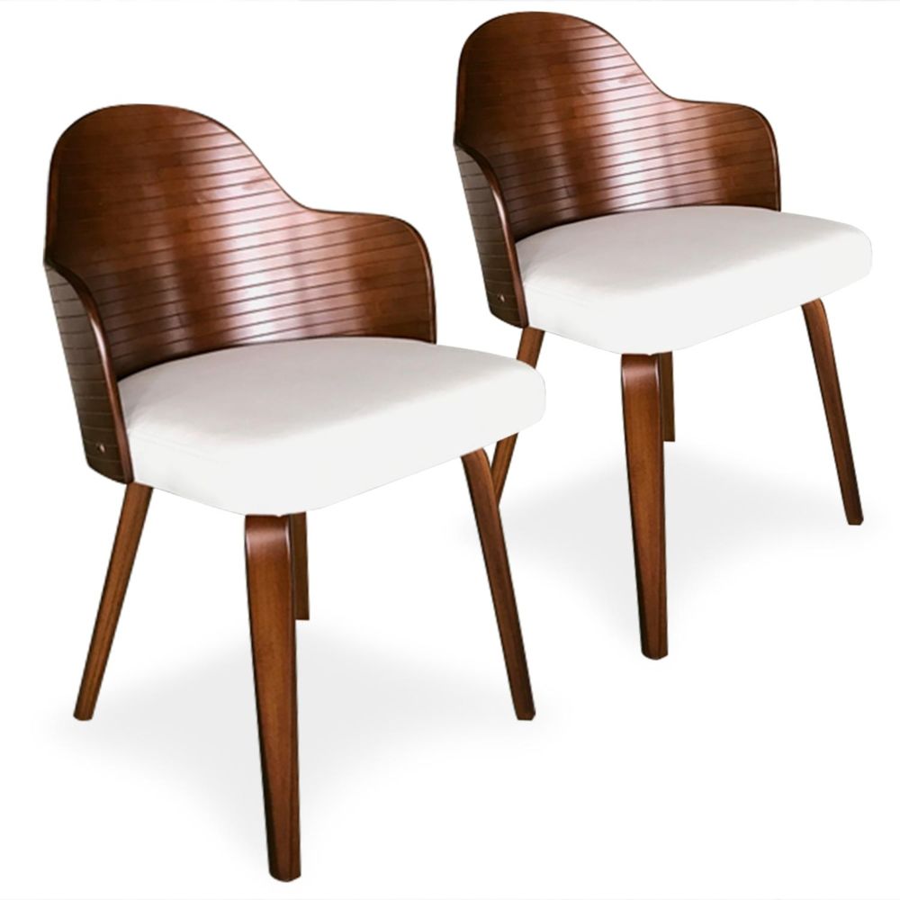 MENZZO - Lot de 2 chaises scandinaves Falbala Noisette et Blanc - Chaises