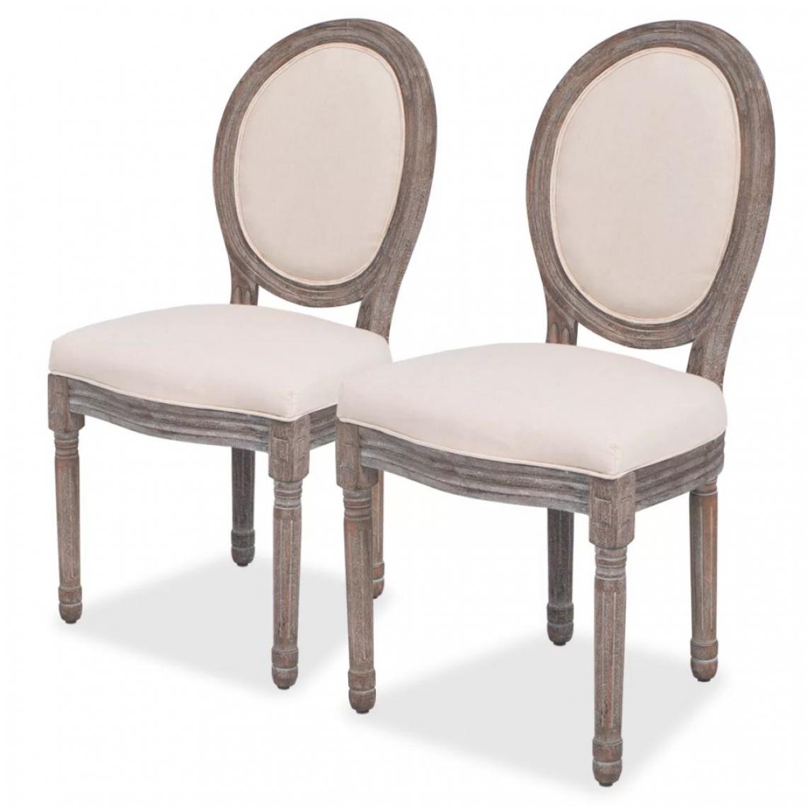 Decoshop26 - Lot de 2 chaises de salle à manger cuisine style classique en tissu crème CDS020434 - Chaises
