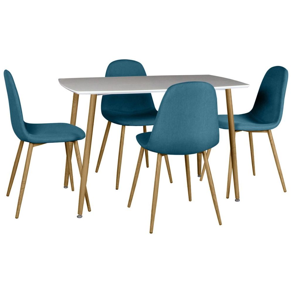 Altobuy - Winter - Ensemble Table + 4 Chaises Bleues - Tables à manger