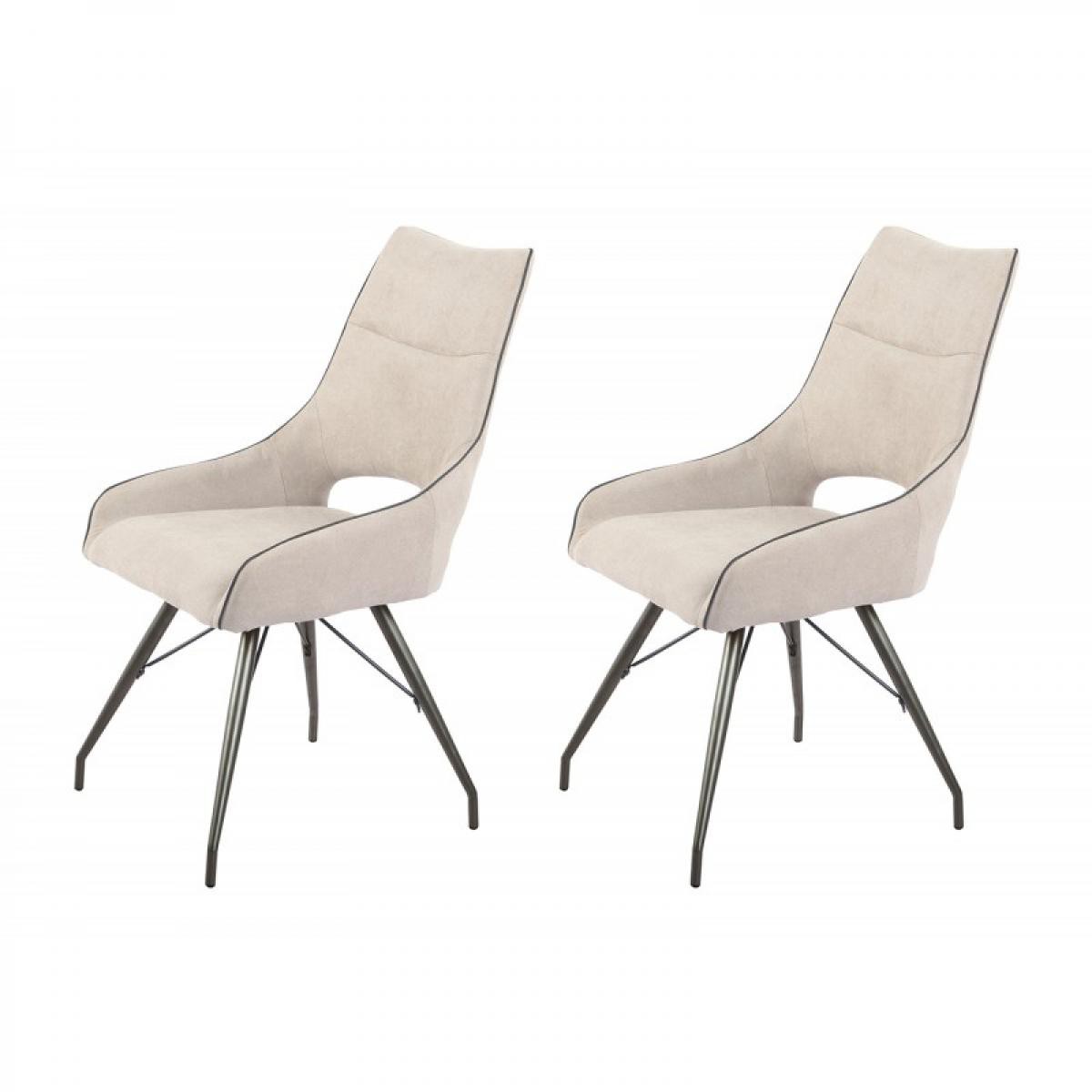 Meubletmoi - Lot de 2 chaises tissu beige et pieds métal - ANAÏS - Chaises