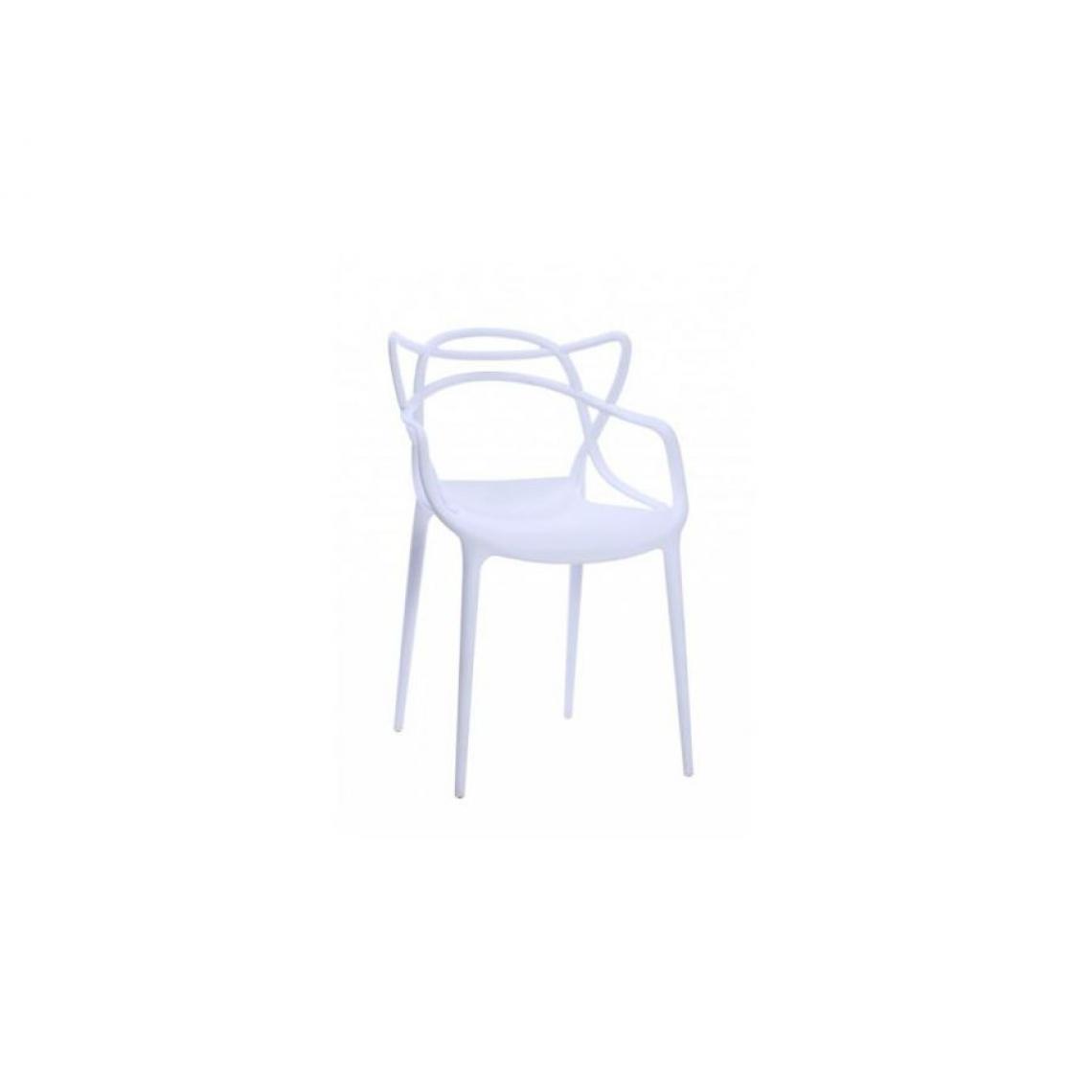 Hucoco - TOBE | Chaise style loft avant-gardiste | Dimensions: 81x55x44 cm | En plastique polypropylène | Dossier original - Blanc - Chaises