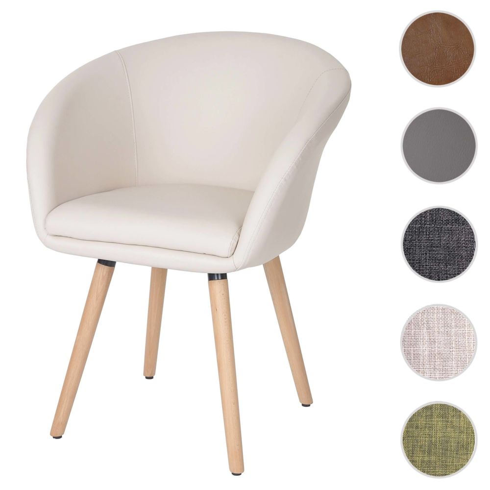 Mendler - Chaise de salle à manger Malmö T633, fauteuil, design rétro des années 50 ~ similicuir, crème - Chaises
