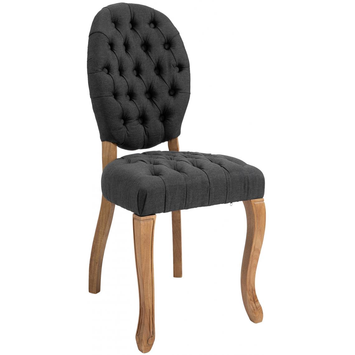 Icaverne - Admirable Chaise de salle à manger reference Saint-Domingue tissu antique-clair couleur gris foncé - Chaises