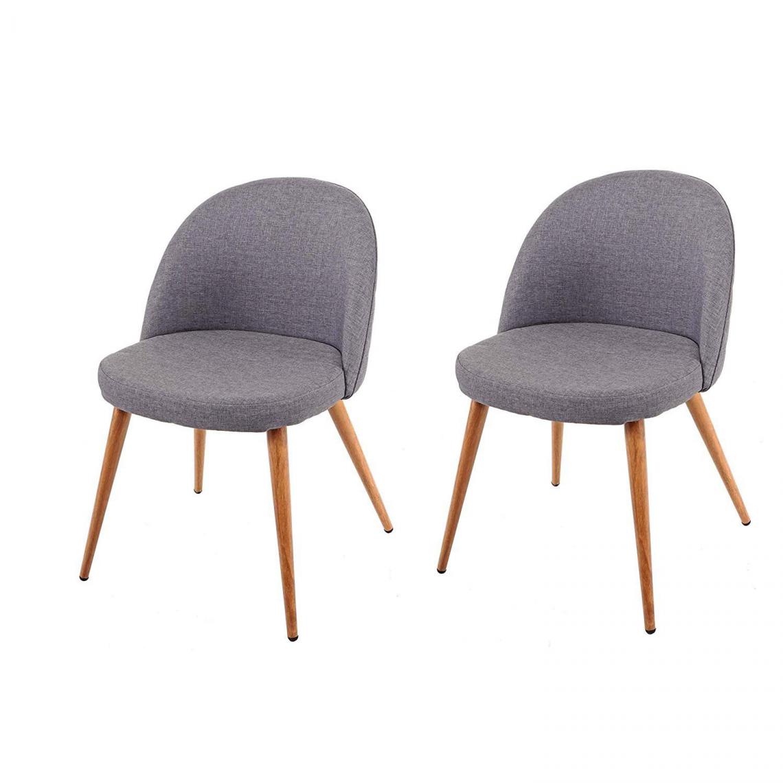 Decoshop26 - Lot de 2 chaises de salle à manger gris foncé pieds en bois style rétro CDS04415 - Chaises