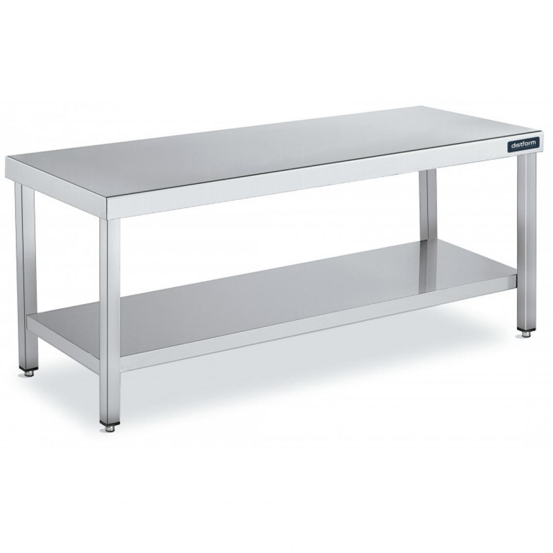 DISTFORM - Table de Travail Centrale Inox avec 1 Étagère - Gamme 600 - Hauteur 600 - Distform - Acier inoxydable800x600 - Tables à manger