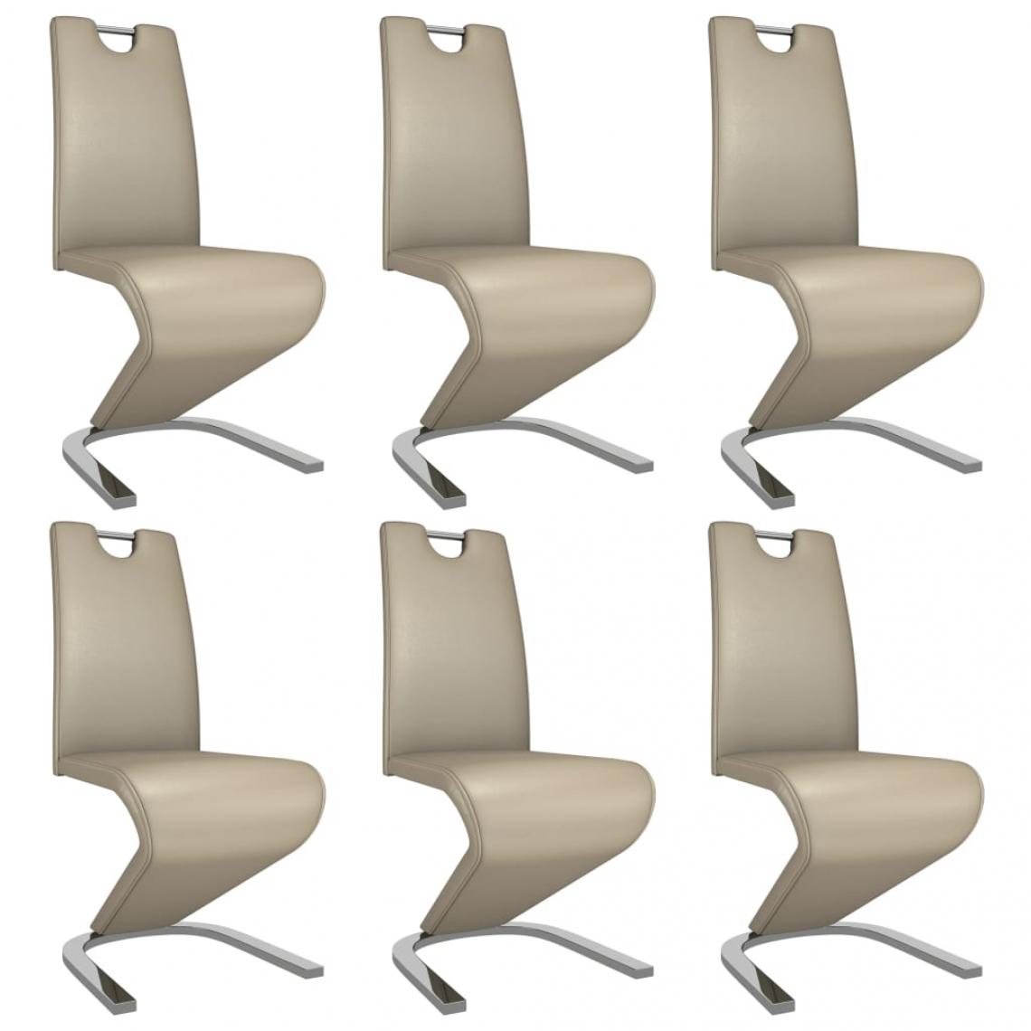 Decoshop26 - Lot de 6 chaises de salle à manger cuisine zigzag design contemporain similicuir cappuccino CDS022941 - Chaises