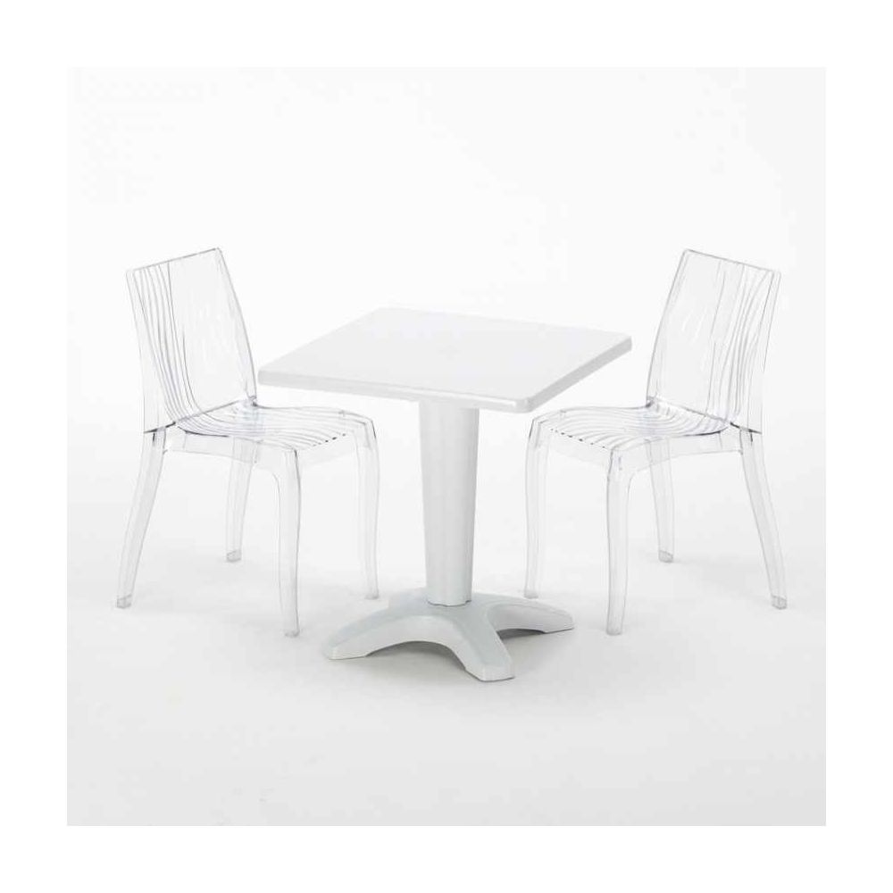 Grand Soleil - Table bistrot et 2 chaises colorées poly - Chaises