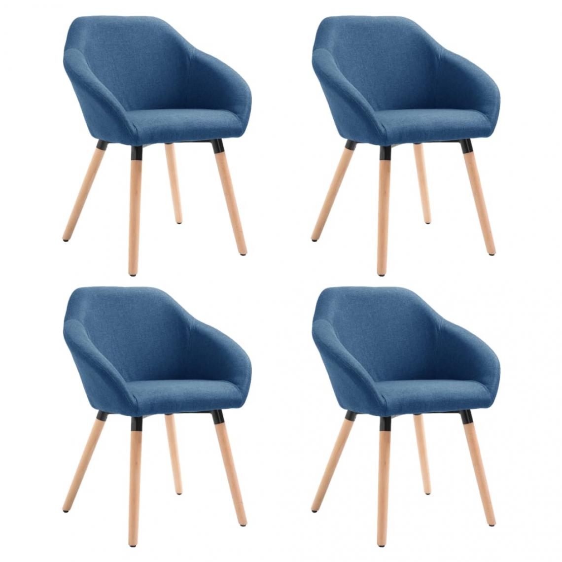 Decoshop26 - Lot de 4 chaises de salle à manger cuisine design moderne tissu bleu CDS021283 - Chaises