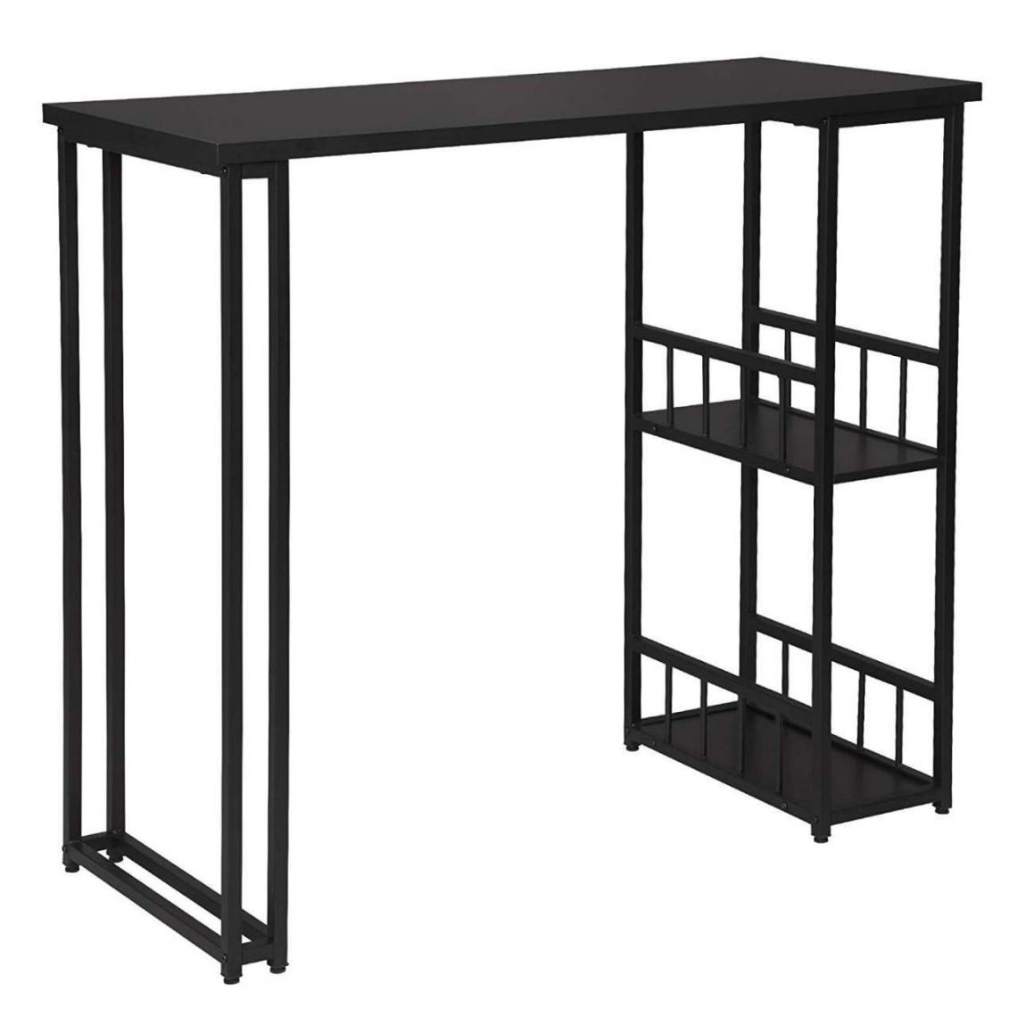 Helloshop26 - Table de comptoir de cuisine avec étagères de rangement à 2 niveaux pour étagères à boissons cadre en métal solide noir 19_0000362 - Tables à manger