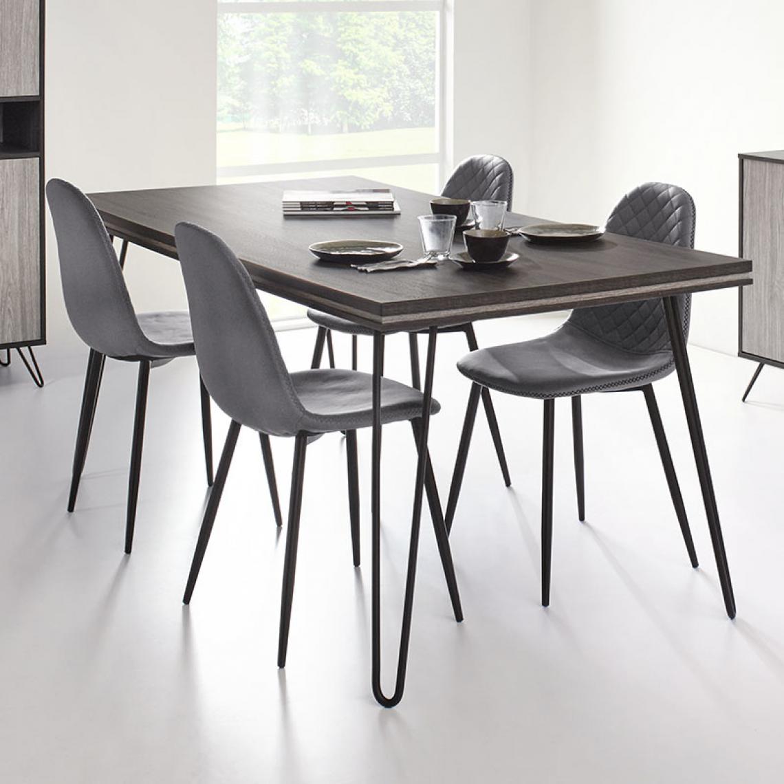 Nouvomeuble - Table à manger moderne couleur bois gris SANTORI - Tables à manger