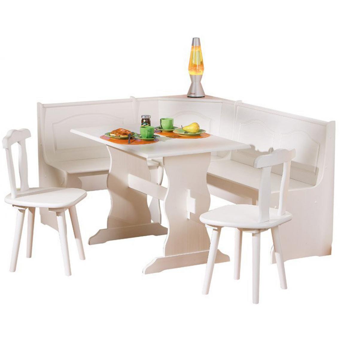Pegane - Coin Repas en bois massif Blanc, Dim : 50 x 172 x 87 cm - Tables à manger