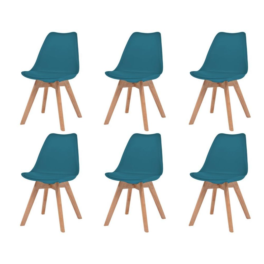 marque generique - Chic Fauteuils famille Luanda Chaise de salle à manger 6 pcs Similicuir Bois massif Turquoise - Chaises