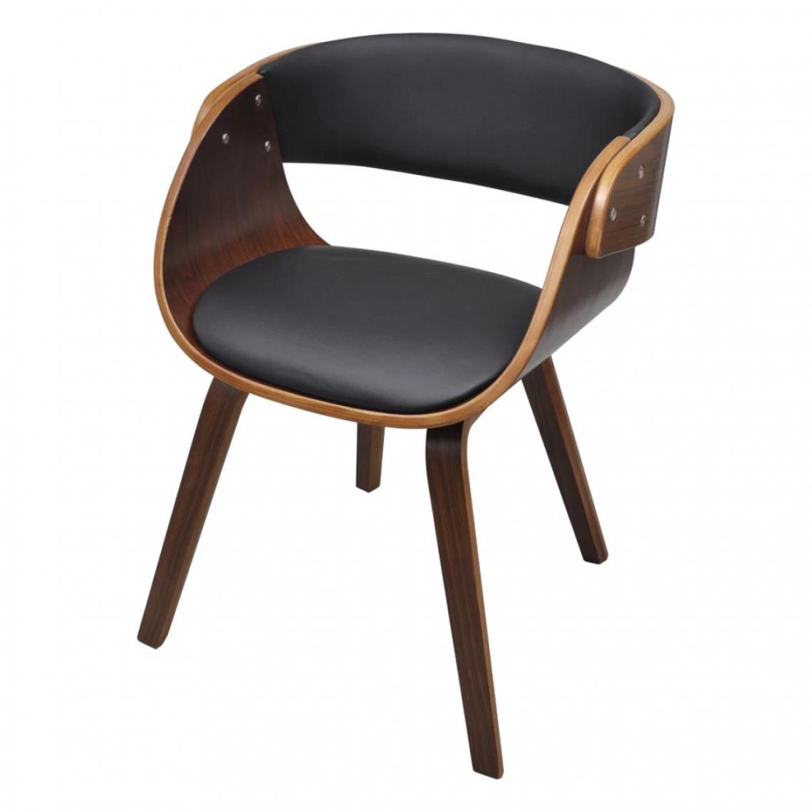 Decoshop26 - Chaise de salle à manger élégant et intemporel bois courbé marron et similicuir noir CDS020017 - Chaises