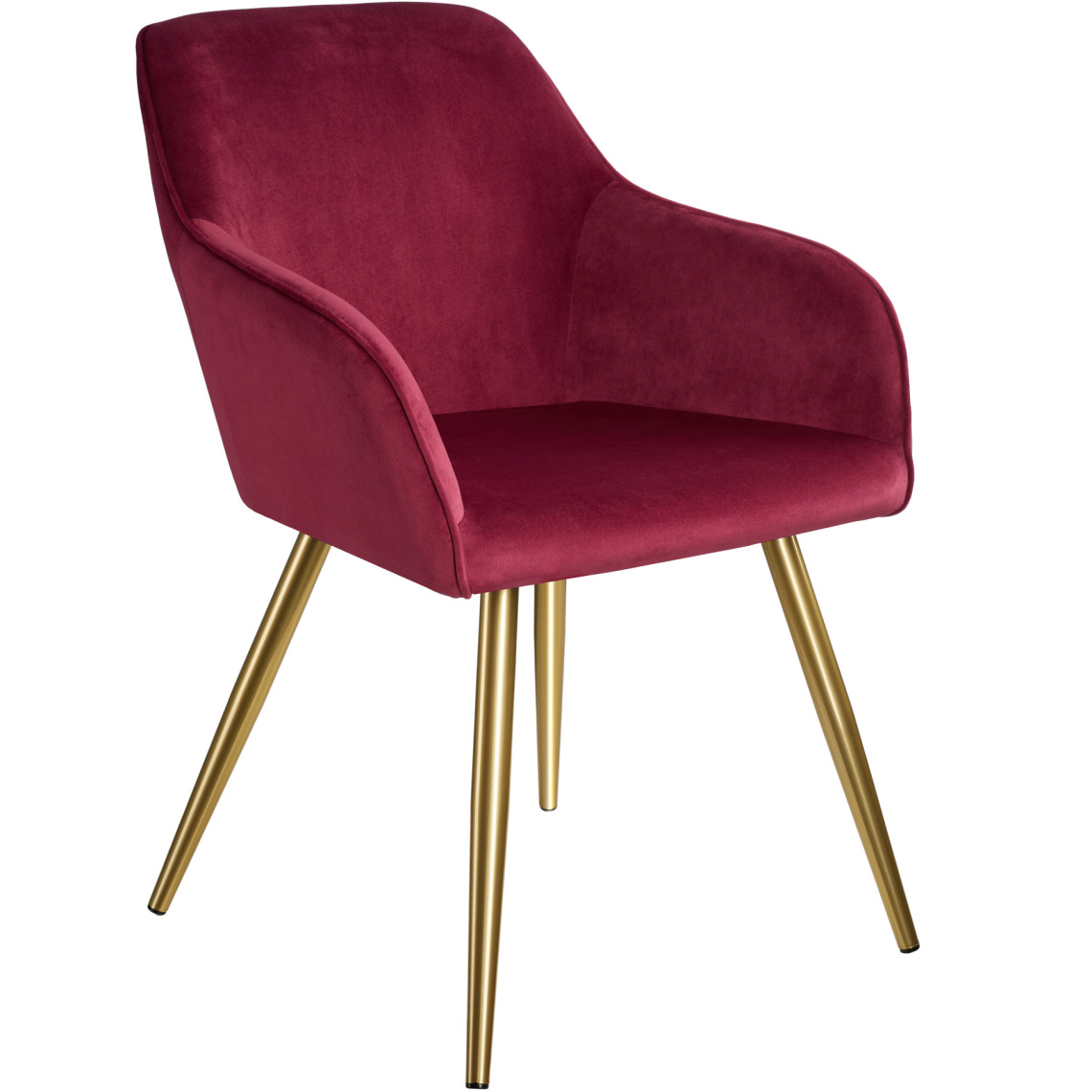 Tectake - Chaise MARILYN Effet Velours Style Scandinave - bordeaux/or - Chaises