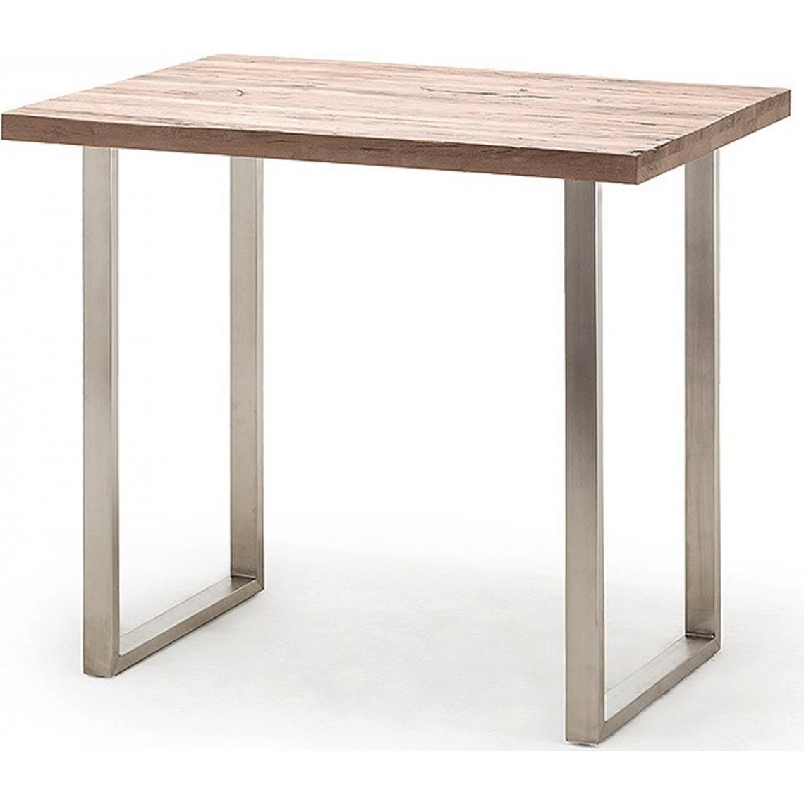 Pegane - Table haute en acier et chêne cérusé - Longueur 120 x Hauteur 107 x Profondeur 80 cm - Tables à manger