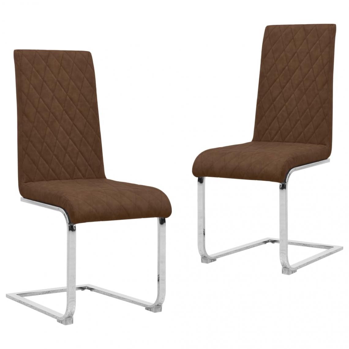 Decoshop26 - Lot de 2 chaises de salle à manger cuisine cantilever design élégant similicuir marron CDS020361 - Chaises