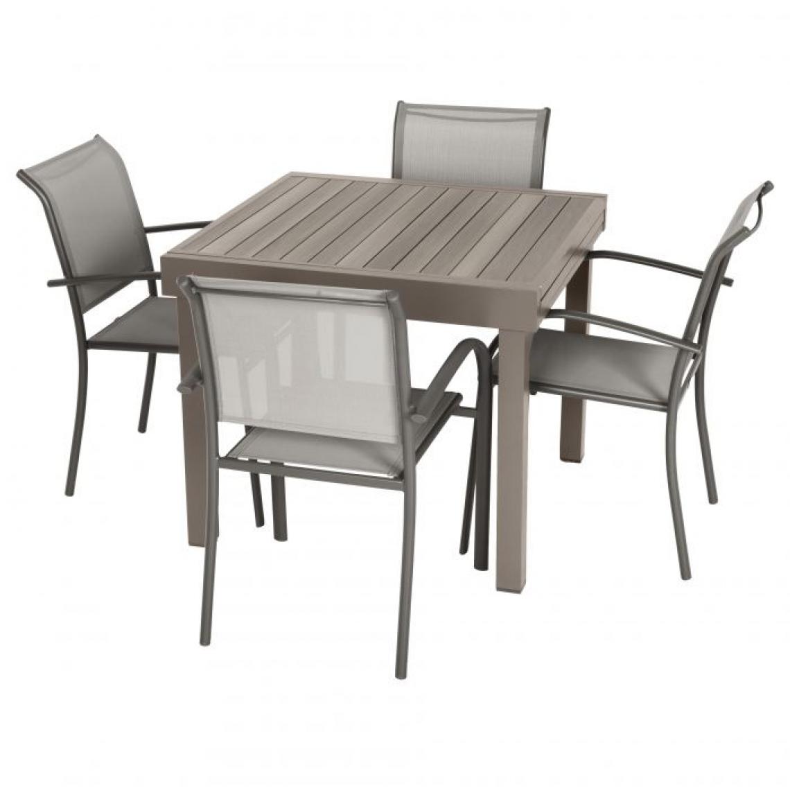 Alter - Table carrée extensible en aluminium, coloris gris tourterelle, fermée : 90 cm (extensible jusqu'à 180 cm) x 90 x h.75 - Tables à manger