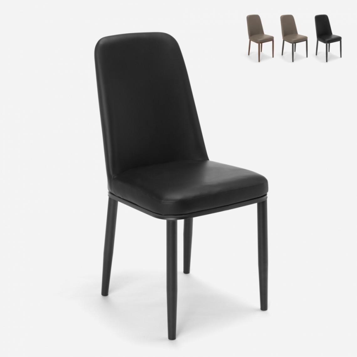 Ahd Amazing Home Design - Chaises design en simili cuir et métal pour cuisine bar restaurant Baden, Couleur: Noir - Chaises