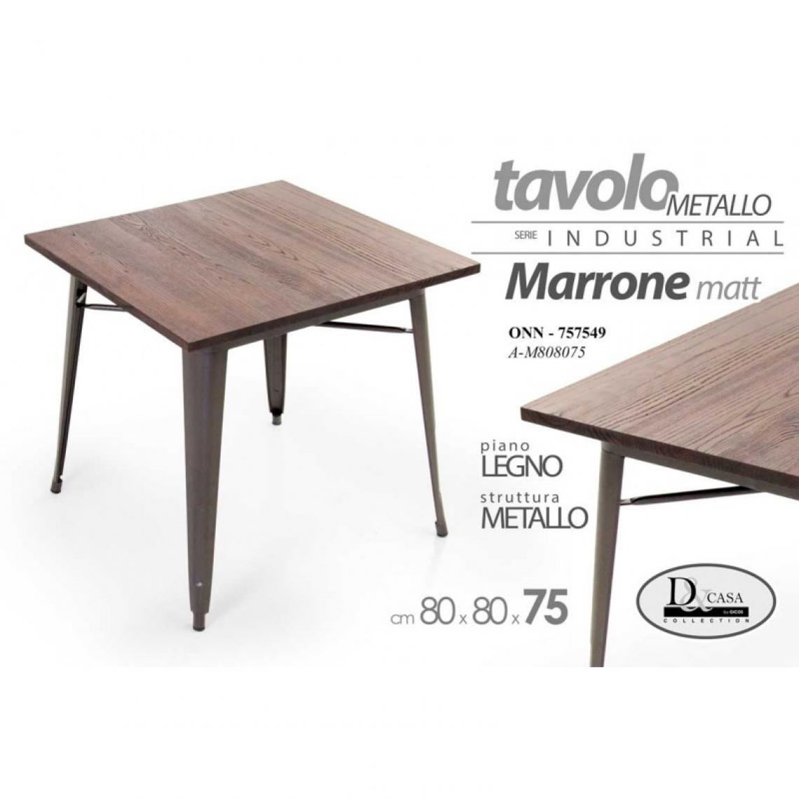 Webmarketpoint - Table bois et fer de style urbain moderne 80 x 80 cm - Tables à manger