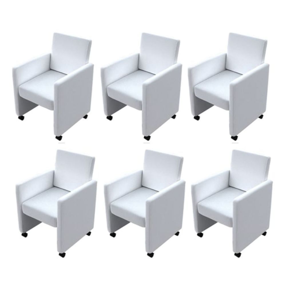 marque generique - Stylé Fauteuils serie Séoul Chaise de salle à manger 6 pcs Cuir artificiel Blanc - Chaises