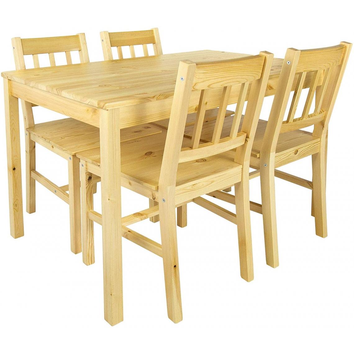 Leomark - Table en pin avec 4 chaises en bois Pine - Tables à manger