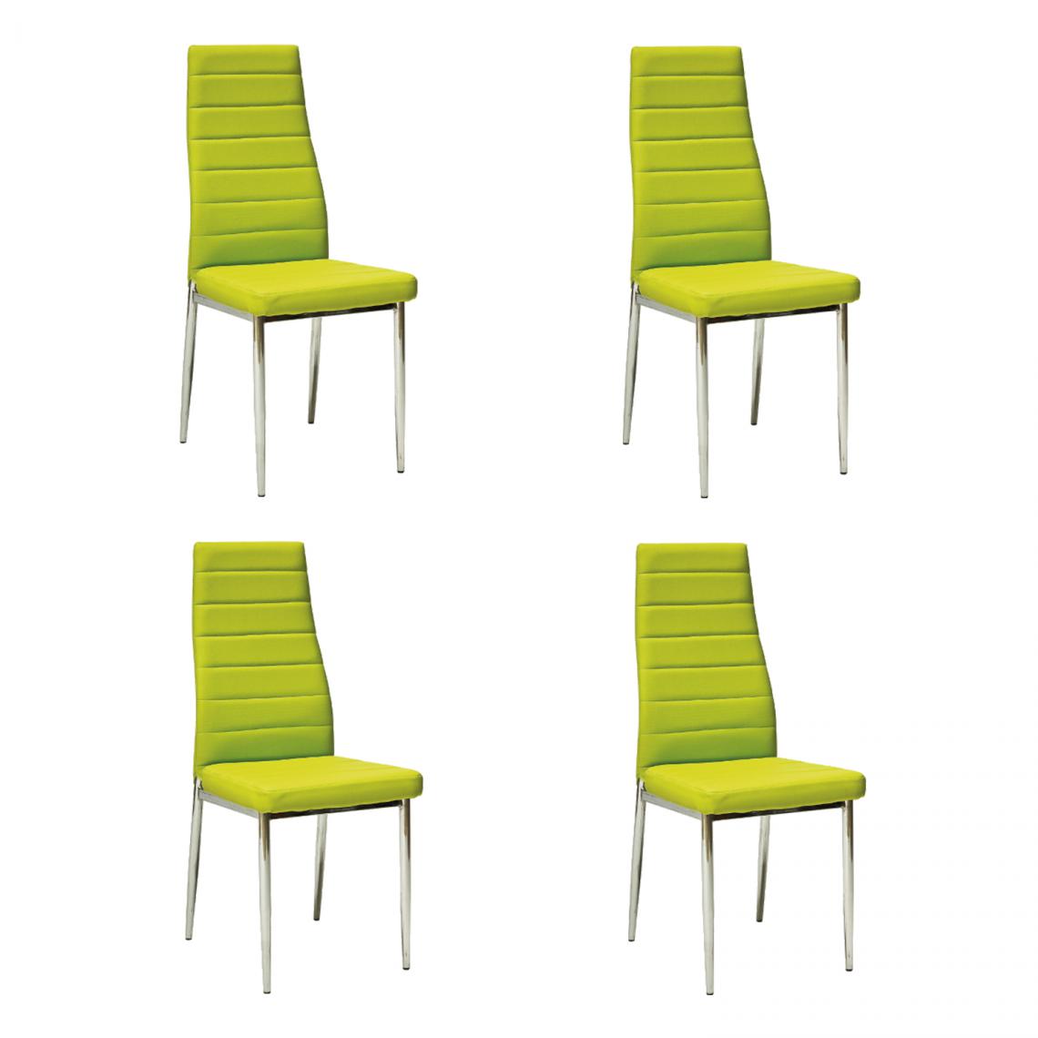 Hucoco - JOSSAN - Lot de 4 chaises élégantes pour salle à manger et salon - 96x40x38 cm - Similicuir - Vert - Chaises