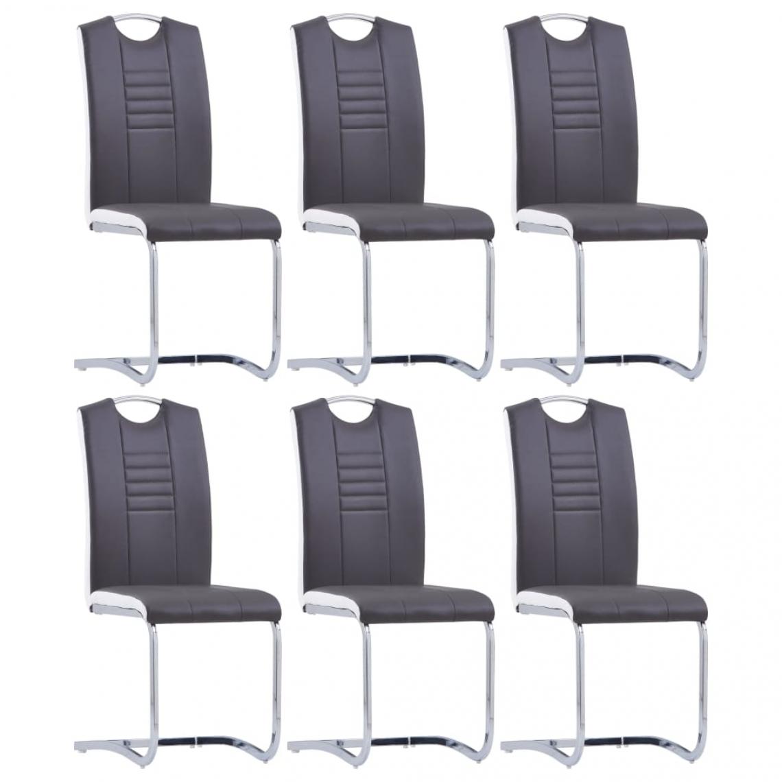 Decoshop26 - Lot de 6 chaises de salle à manger cuisine cantilever style moderne en similicuir gris CDS022282 - Chaises
