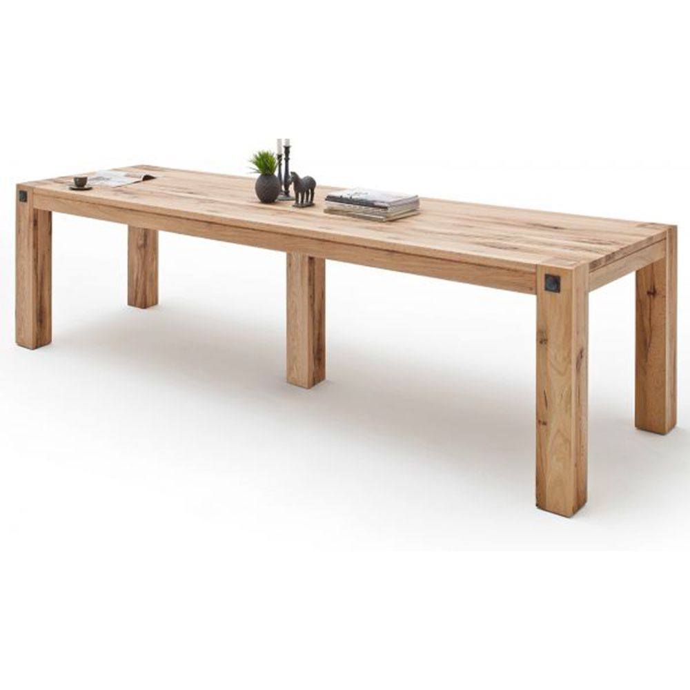 Pegane - Table à manger en chêne massif sauvage laqué mat - L.400 x H.76 x P.120 cm -PEGANE- - Tables à manger