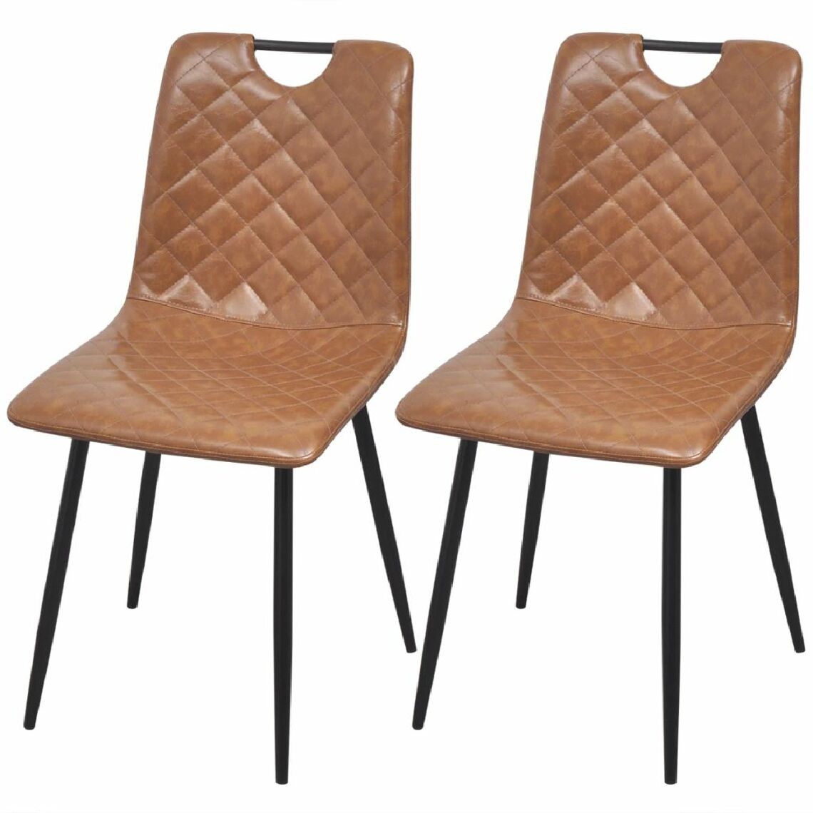 Helloshop26 - Lot de deux chaises en cuir artificiel marron clair 1902243 - Chaises