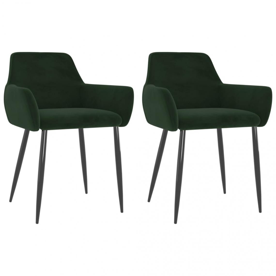 Decoshop26 - Lot de 2 chaises de salle à manger cuisine design moderne velours vert foncé CDS021090 - Chaises