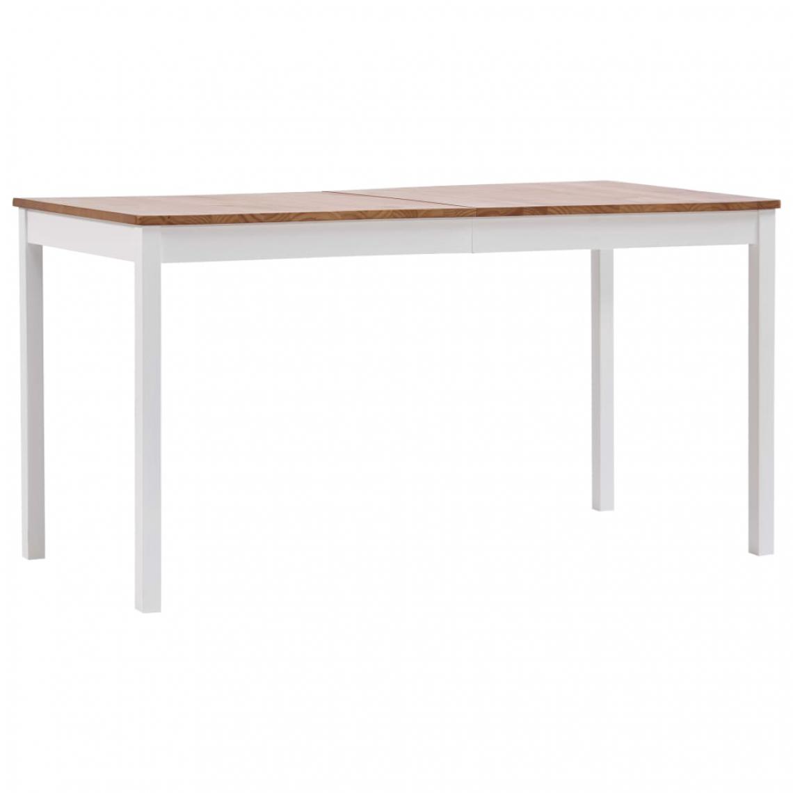 Chunhelife - Table de salle à manger Blanc et marron 140 x 70 x 73 cm Pin - Tables à manger