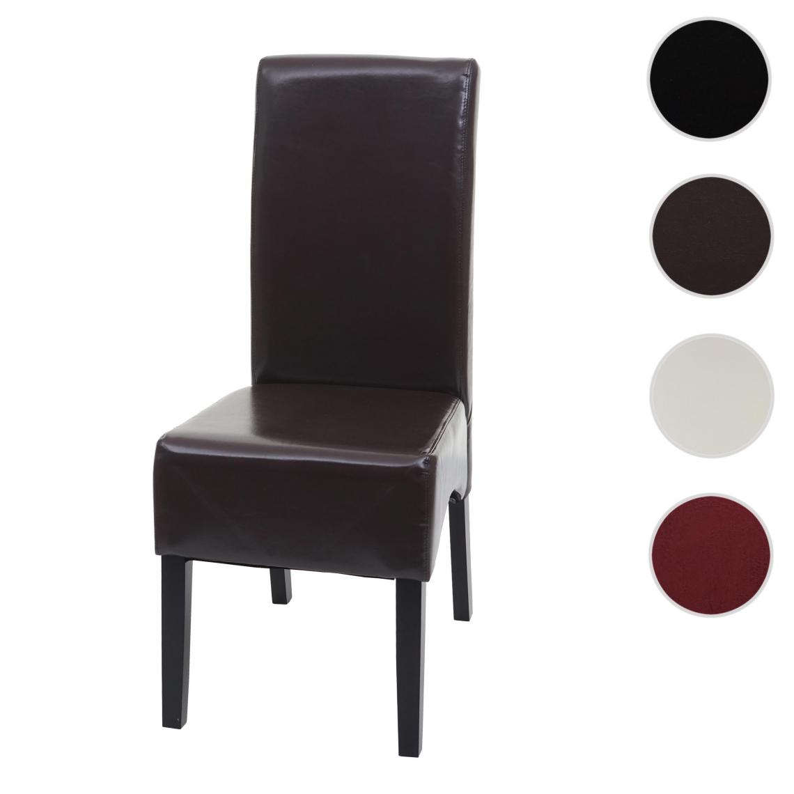 Mendler - Chaise de salle à manger Latina, chaise de cuisine, cuir ~ marron, pieds foncés - Chaises