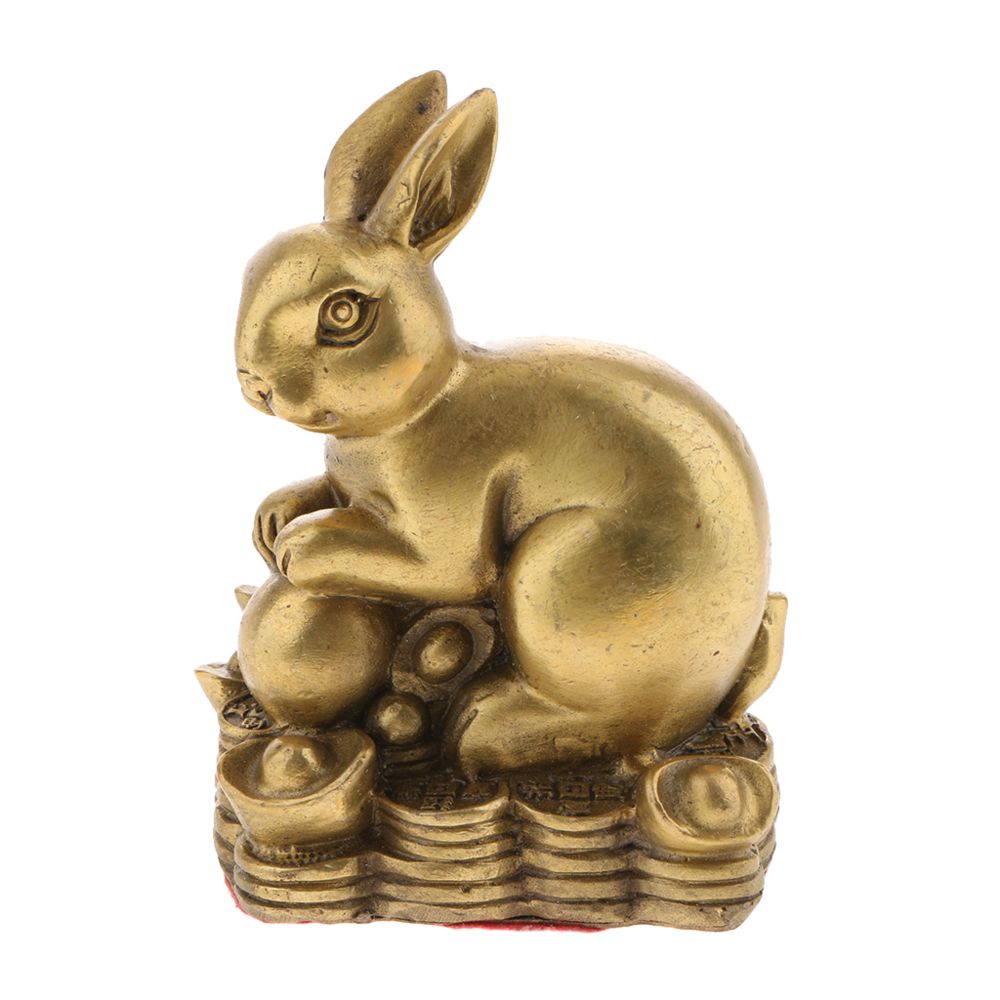 marque generique - laiton pur chinois douze zodiac animaux figurine ornement chance charme lapin - Statues