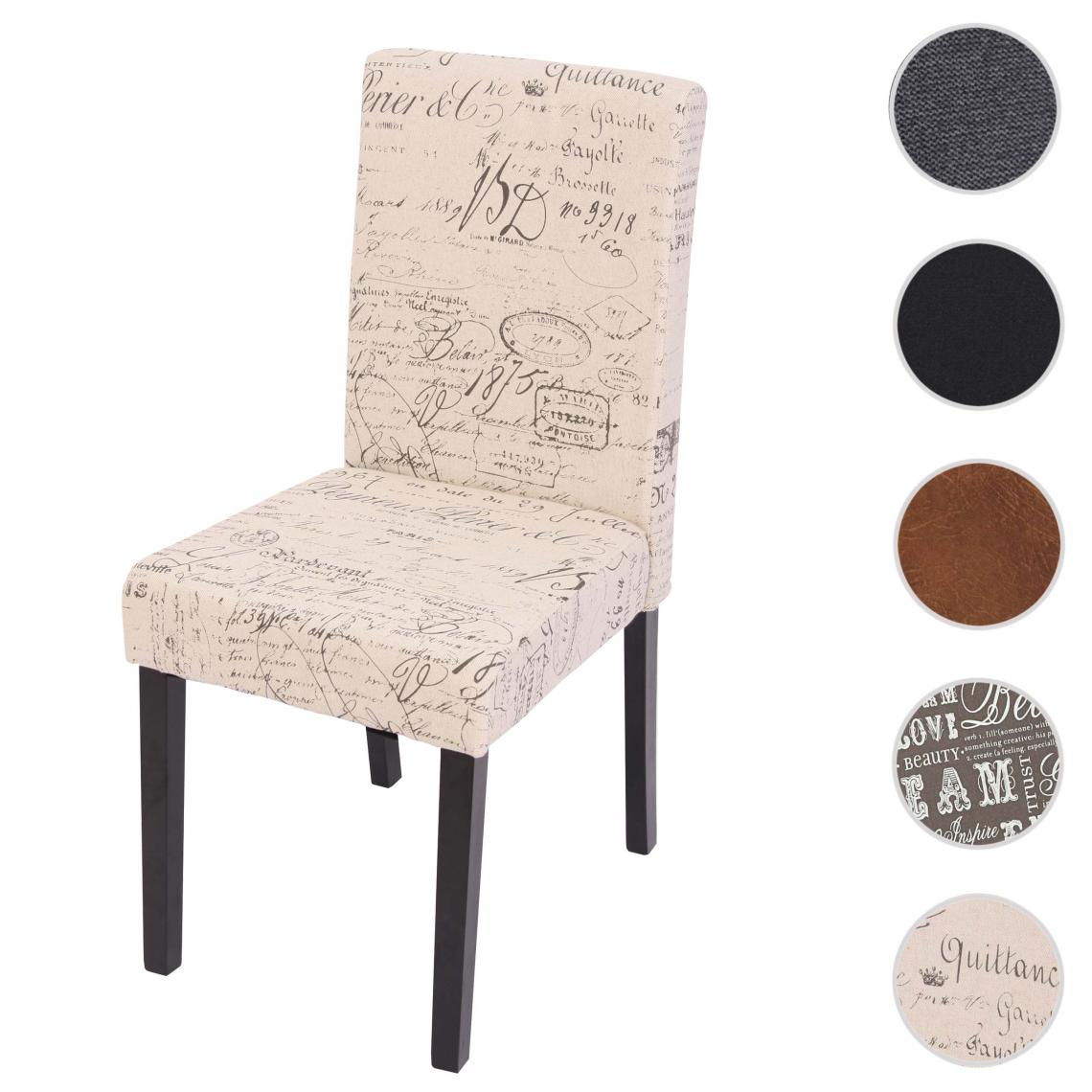 Mendler - Chaise de salle à manger Littau, chaise de cuisine, tissu/textile ~ crème d'écriture, pieds foncés - Chaises