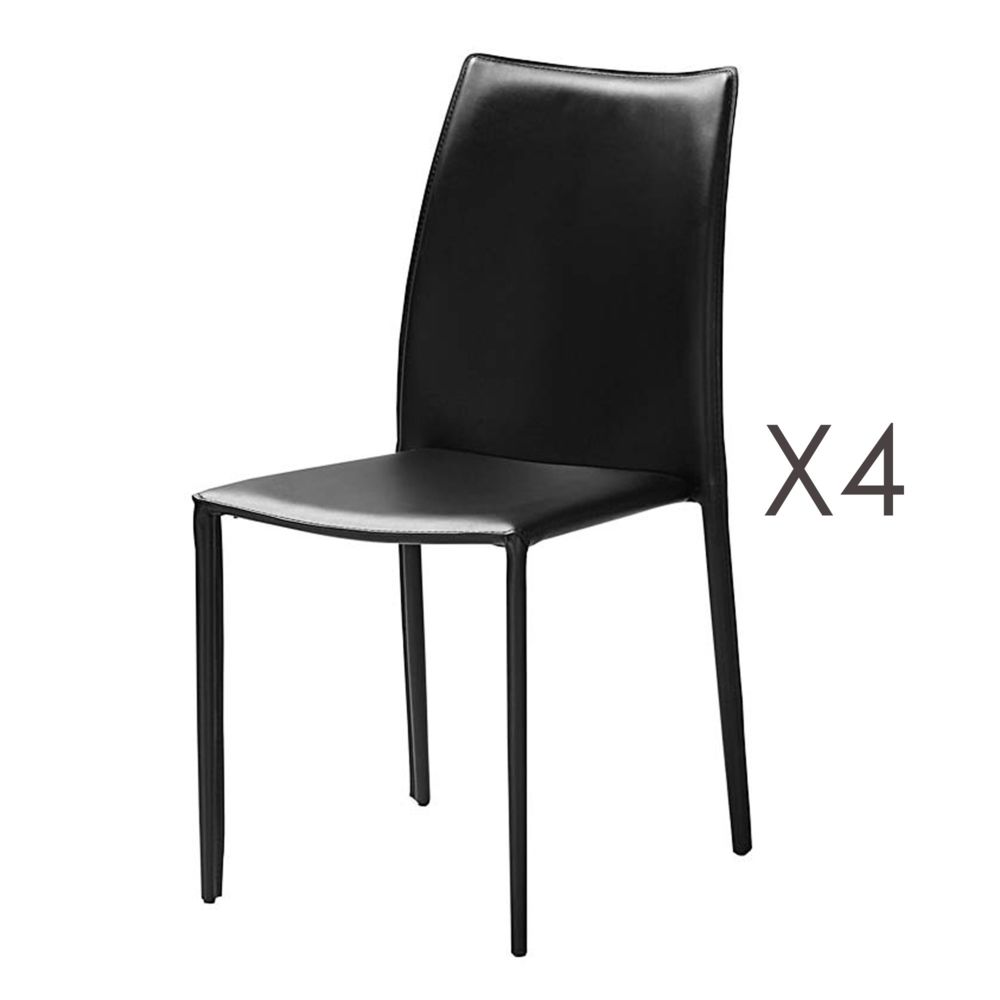 marque generique - Lot de 4 chaises repas coloris noir - KIMY - Chaises