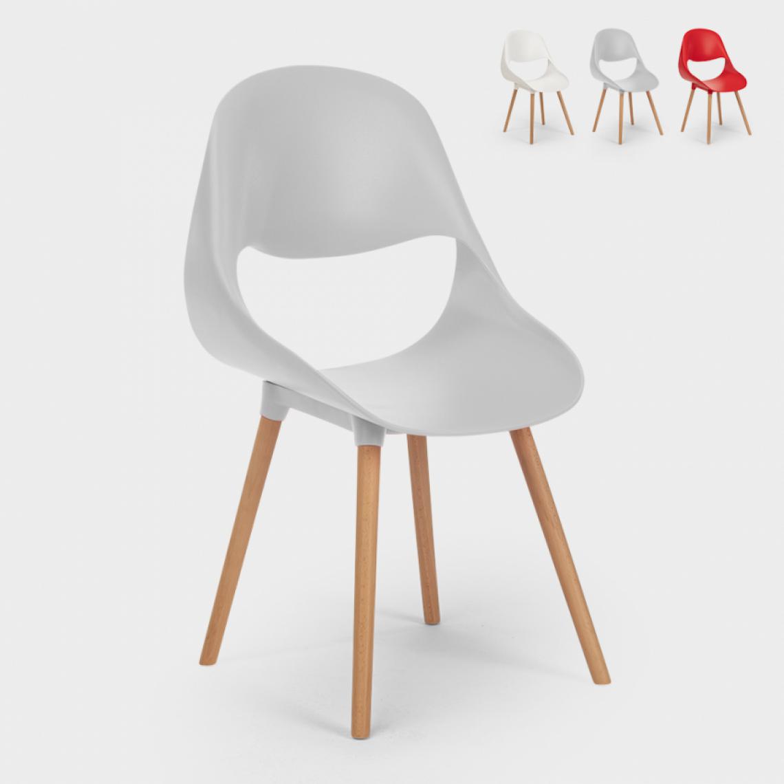 Ahd Amazing Home Design - Chaises en polypropylène et en bois pour cuisine et bar au design moderne Shell, Couleur: Gris - Chaises