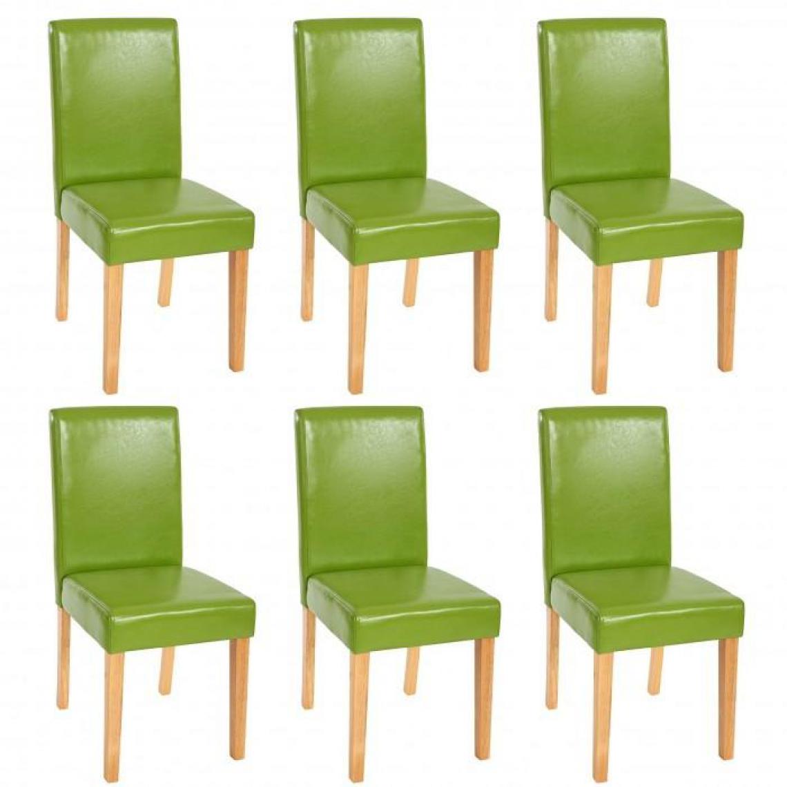 Decoshop26 - Lot de 6 chaises de salle à manger simili-cuir vert pieds clairs CDS04231 - Chaises