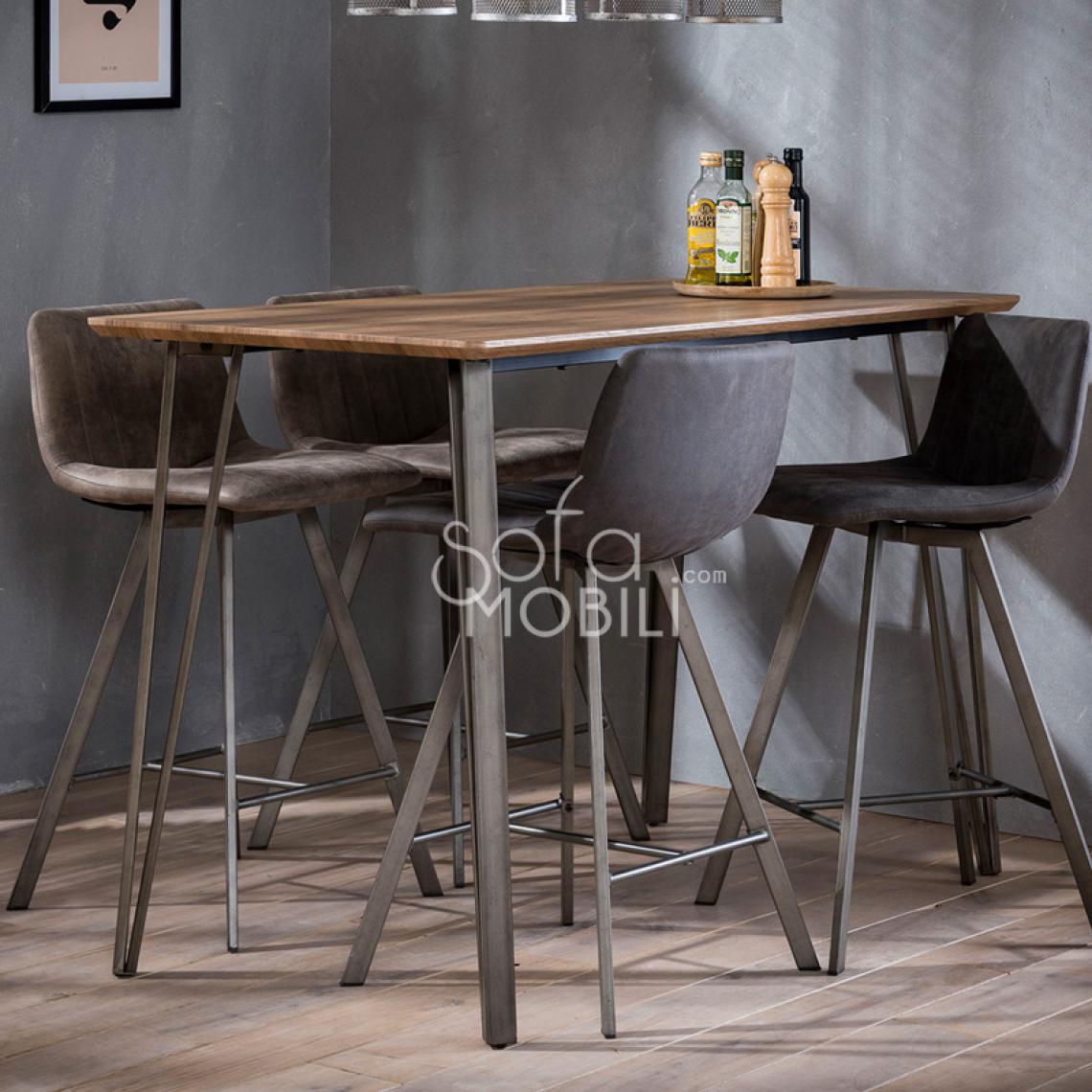 Happymobili - Table haute couleur bois et métal FENDER - Tables à manger