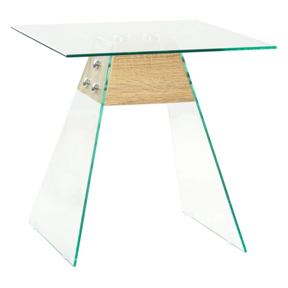 Vidaxl - vidaXL Table d'appoint MDF et verre 45 x 45 x 45 cm Couleur de chêne - Tables à manger