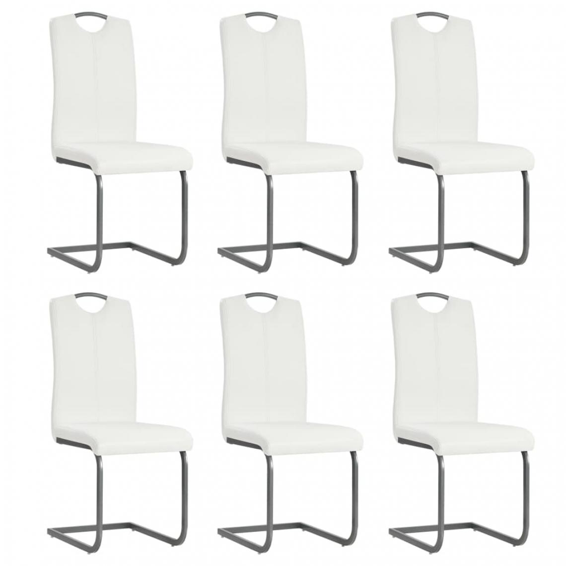 Chunhelife - Chaises de salle à manger cantilever 6 pcs Blanc Similicuir - Chaises