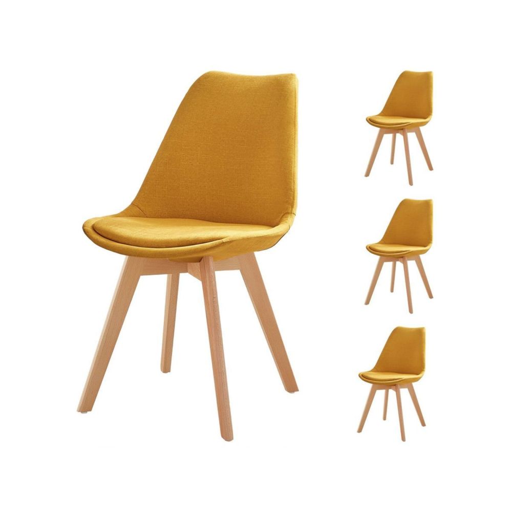 Bobochic - BOBOCHIC Lot de 4 chaises en tissu jaune ARIAL - Chaises