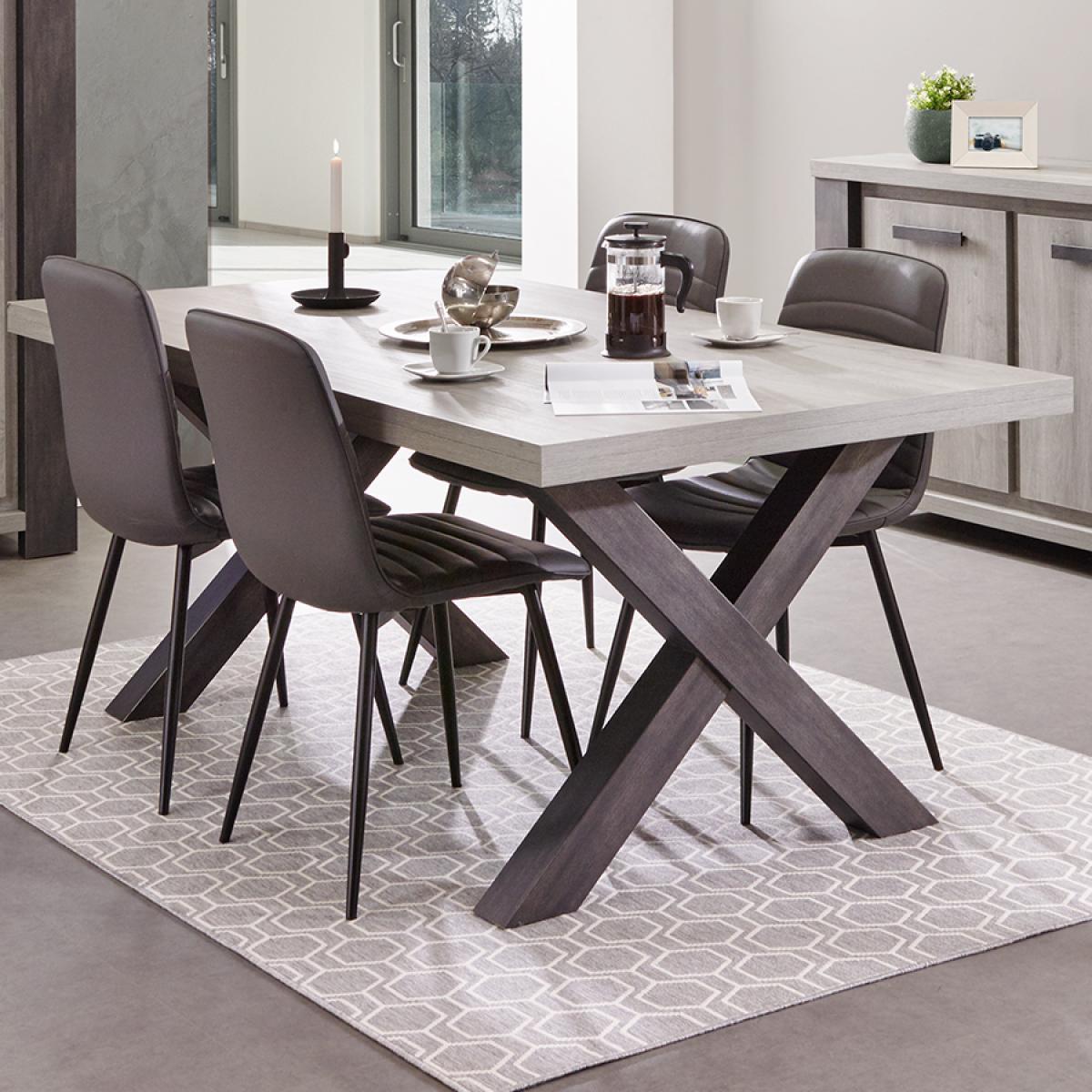 Nouvomeuble - Table 185 cm contemporaine couleur bois gris MATHEIS - Tables à manger