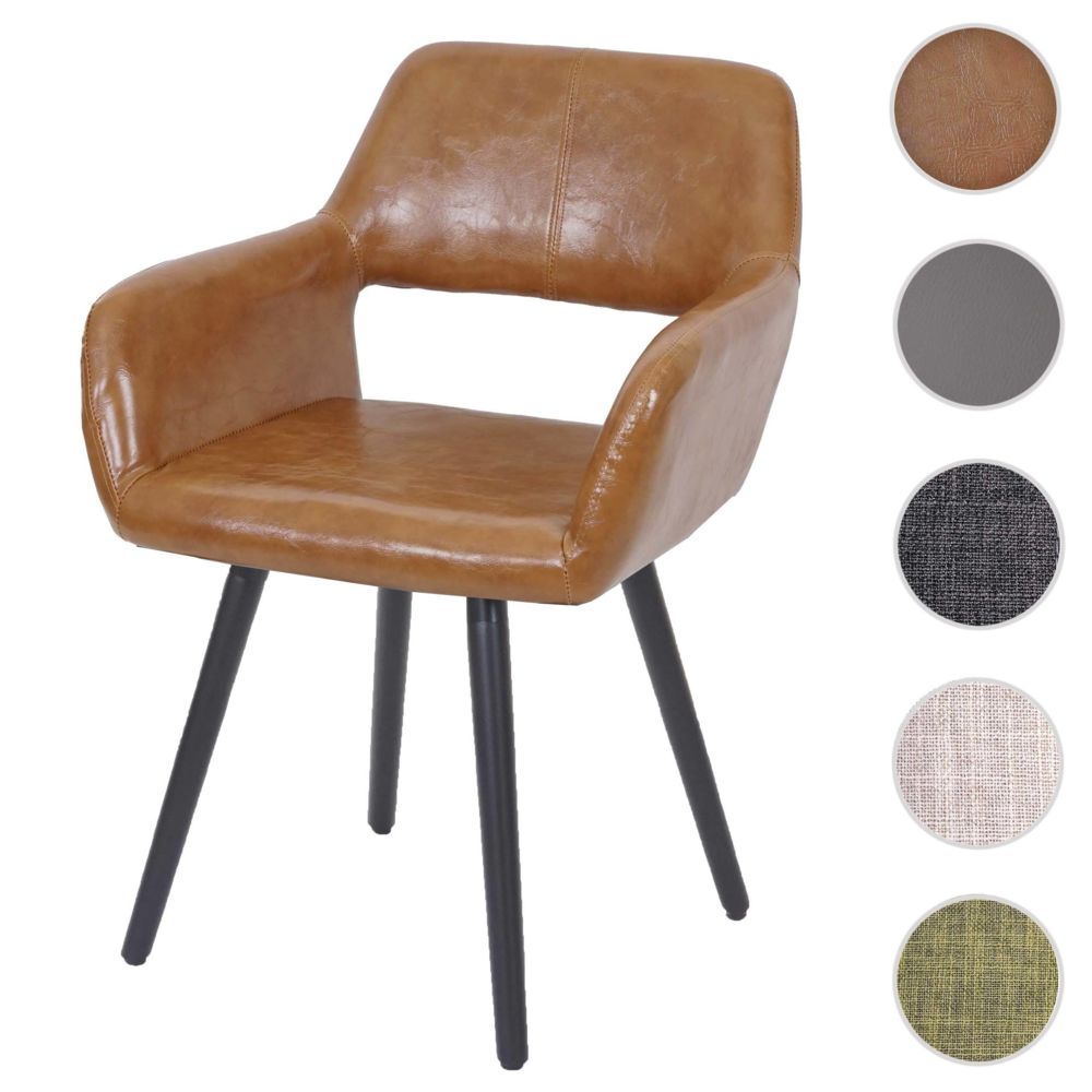 Mendler - Chaise de salle à manger HWC-A50 II, style rétro années 50 ~ similicuir, imitation daim, pieds foncés - Chaises
