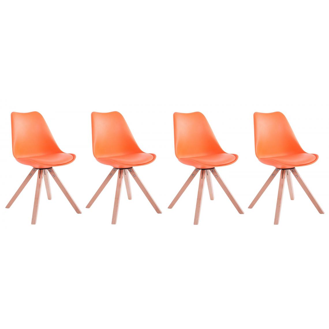 Decoshop26 - Lot de 4 chaises de salle à manger scandinave simili-cuir orange pieds bois CDS10124 - Chaises