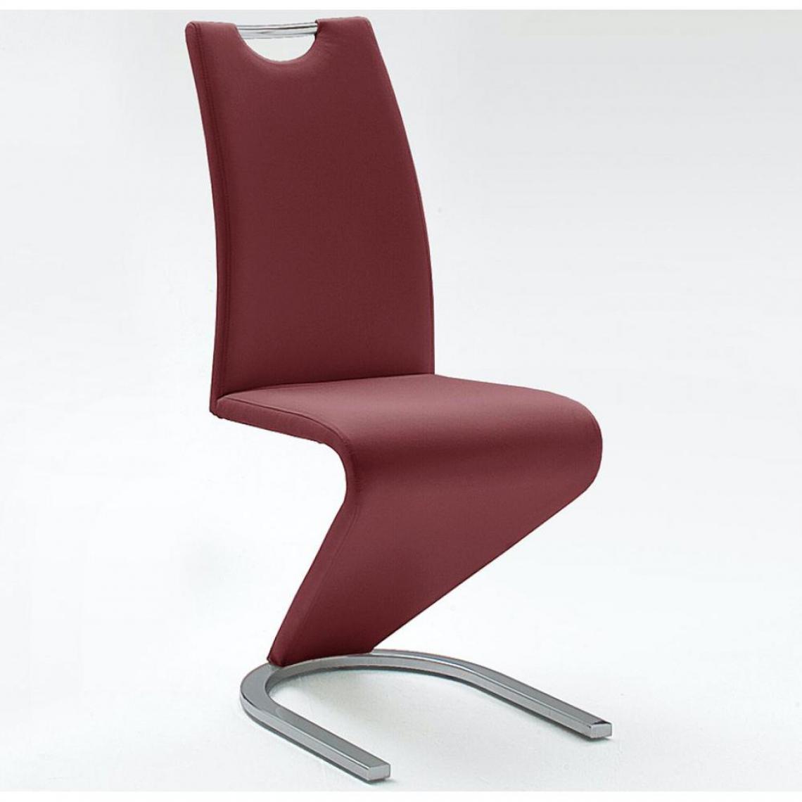 Inside 75 - Lot de 2 chaises ALBI tissu bordeaux avec piètement tube chrome - Chaises