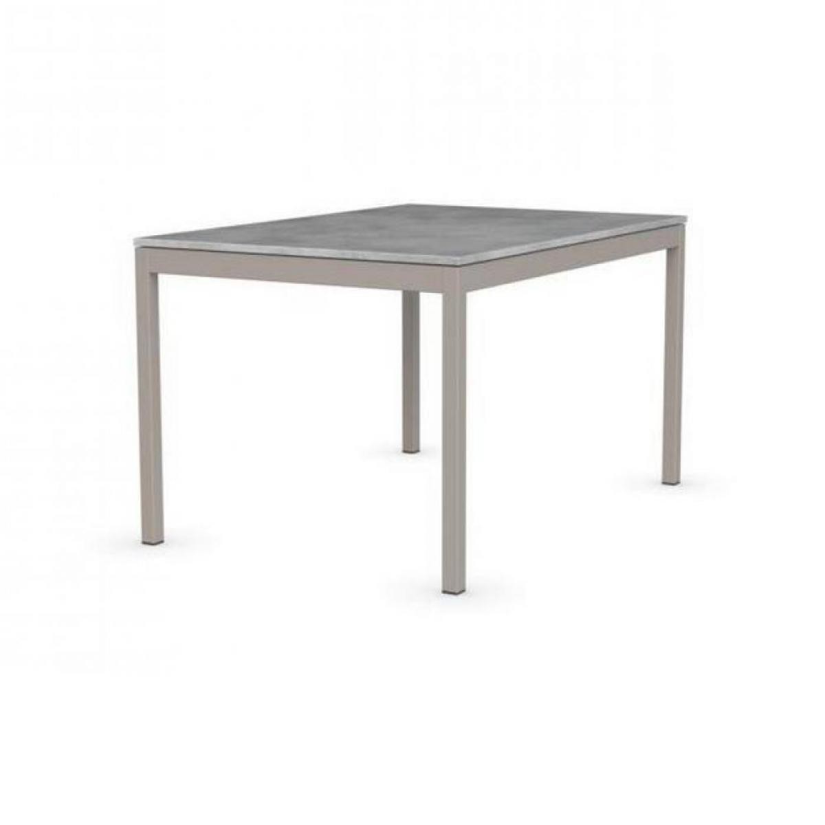 Inside 75 - Table extensible SNAP gris beton piétement acier laqué grège 130x90 cm - Tables à manger