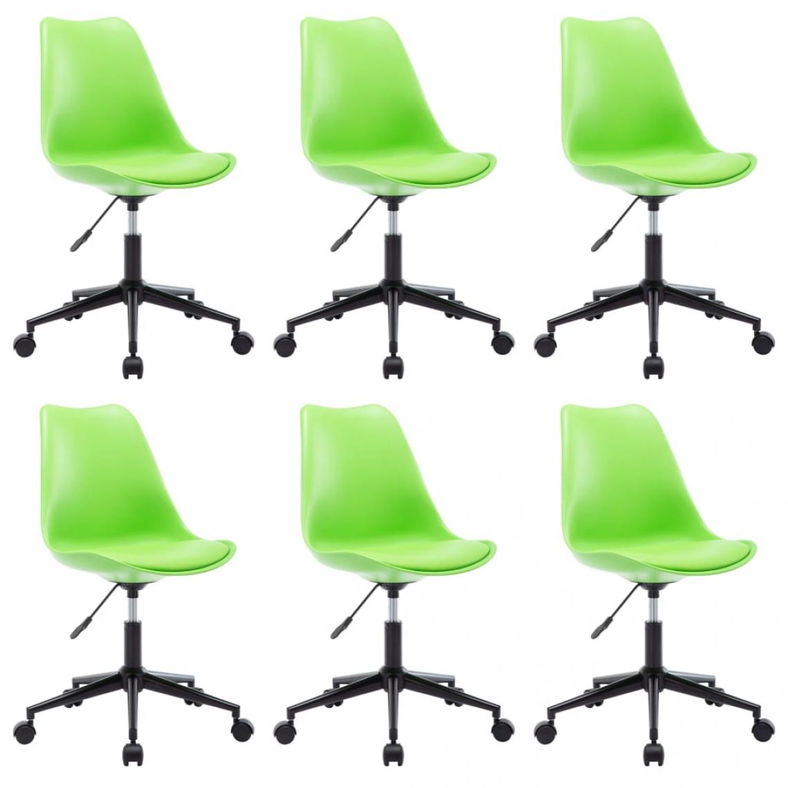 Decoshop26 - Lot de 6 chaises de salle à manger cuisine pivotantes design moderne similicuir vert CDS022774 - Chaises