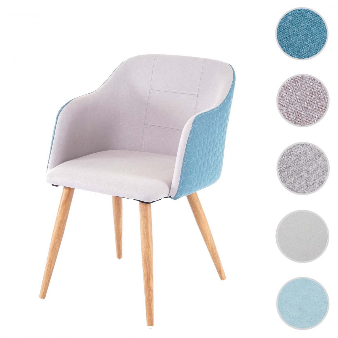 Mendler - Chaise de salle à manger HWC-D71, chaise de cuisine, accoudoirs tissu/textile ~ gris clair-turquoise - Chaises